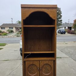 Solid Wood bookshelf Or Bookcase With Light And Doors