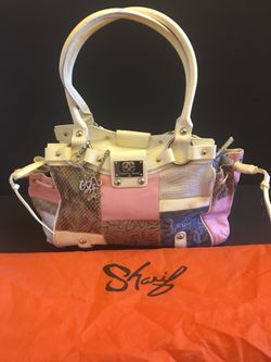 Pink and Cream Genuine Leather Sharif Patchwork Purse
