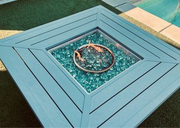 Outdoor Gas Fire Pit Table with Glass Beads