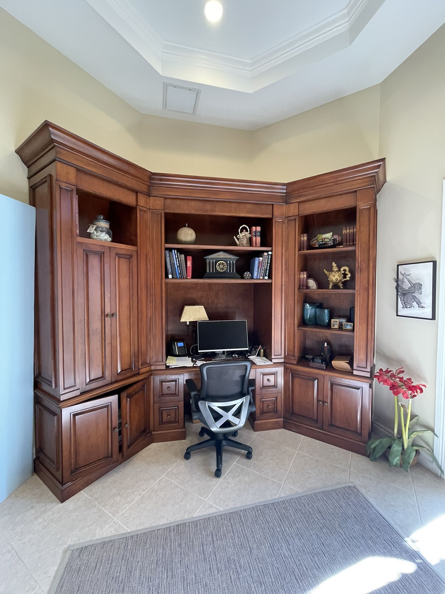 Wood Desk and Cabinets