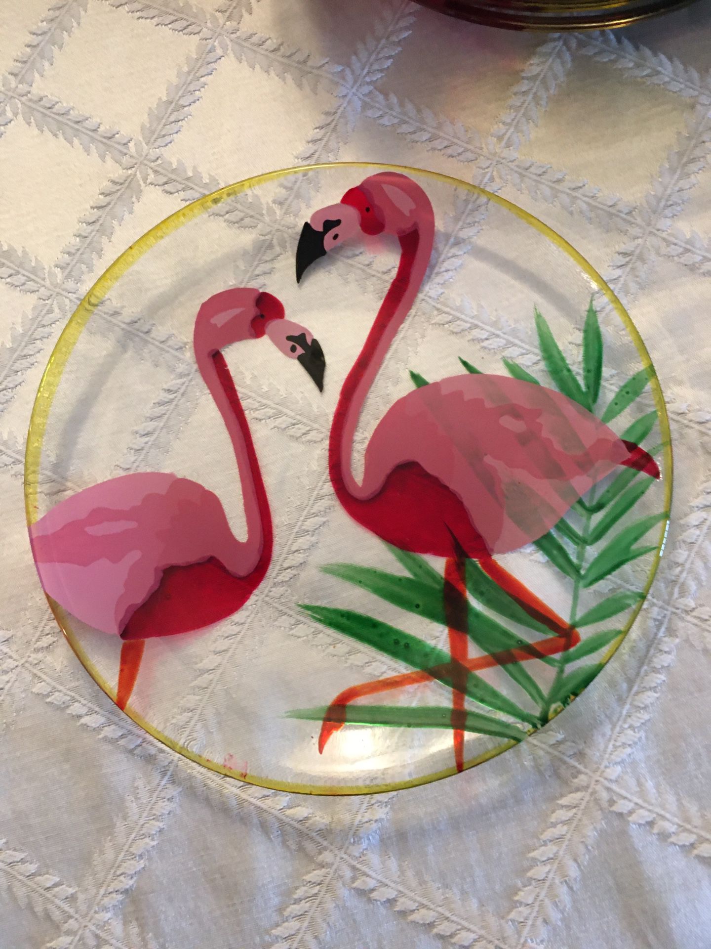 Charming flamingo glass plates (10)