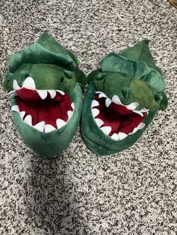 Green Monster Plush Novelty Slippers