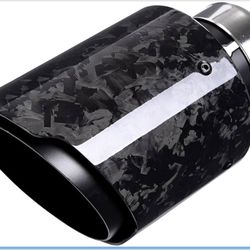 Car Forged Carbon Fiber Exhaust Pipe Muffler Tips with Black 304 Stainless Steel Tailpipe (inlet ID 3in, outlet OD 4in)