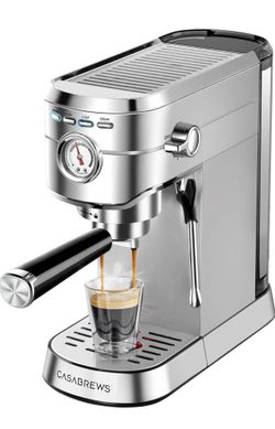 CASABREWS CM5418 Espresso Machine 20 Bar, Compact Espresso Maker with Steam Milk Frother, Stainless Steel Coffee Machine with 34oz Removable Water Tan