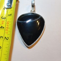 Obsidian On 925 Silver Pendant 