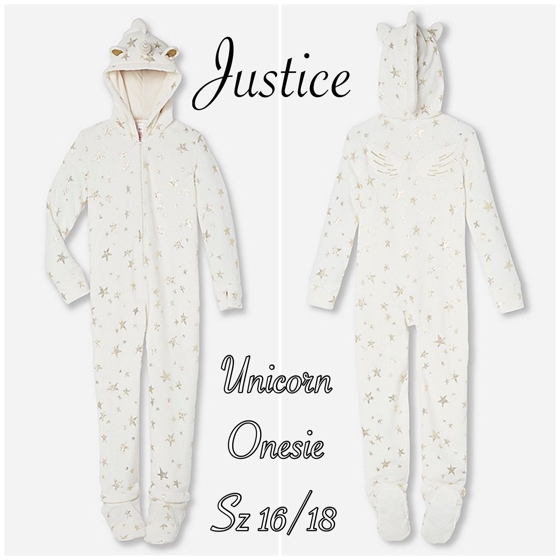 JUSTICE Unicorn Onesie Sz 16/18