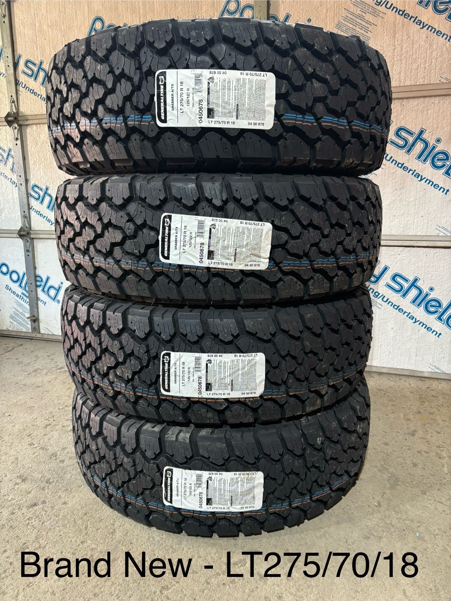 (4) - LT275/70/18 General Grabber A/TX Tires