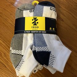 NWT IZOD men’s cushion stretch quarter cut socks 12 pairs 
