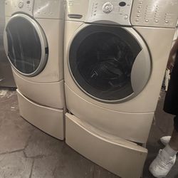 Kenmore elite Beige Front Loader Washer And Gas Dryer Set 