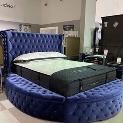 Queen Storage Bed Frame Circle Shape 💫$39 Down Payment with Financing ⭐ 90 Days same as cash