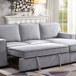 🔥 Brand New Light Grey Sectional Sofa Storage Sleeper