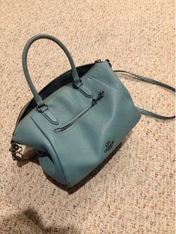 Coach Leather Satchel Purse – Blue – Crossbody/Shoulder Bag