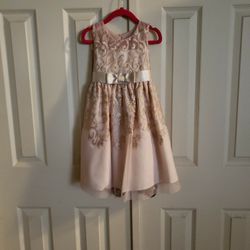 Girls BEIGE/ GOLD Easter Dress NEW Size 5