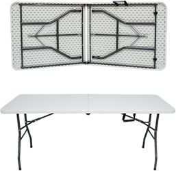 Folding Table Plastic Double Fold with Handle Heavy Duty Stand for Party Catering Camping Picnic Stall Market Event Sturdy Outdoor Patio Furniture
