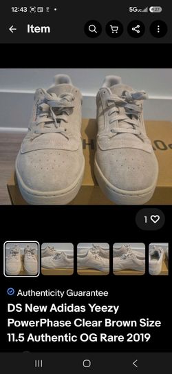 DS New Adidas Yeezy PowerPhase Clear Brown Size 11.5 Authentic OG Rare 2019