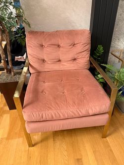 Beautiful Pink Accent Chair with Gold Frame