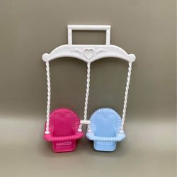 Vintage Fisher Price Loving Family Dream Dollhouse Furniture Pink Blue Twin Baby Doll Swing