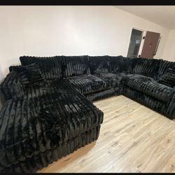 Brand New Comfy Super Plush Corduroy Sectional Set 