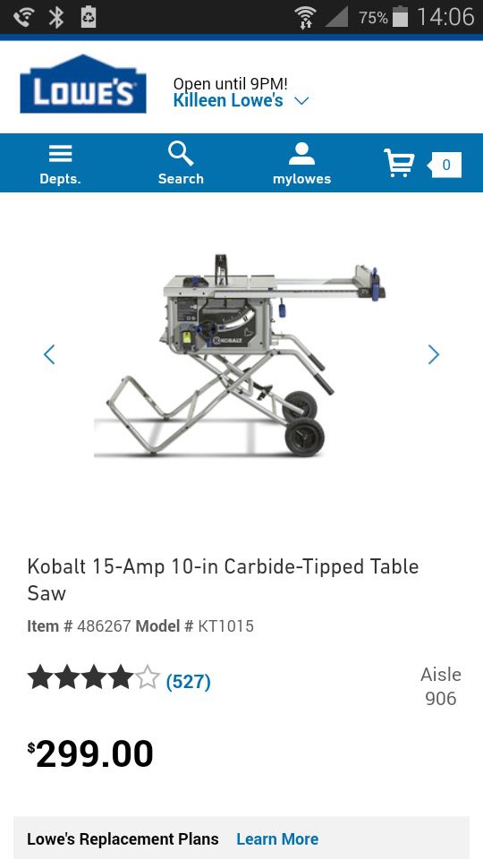 Kobalt Contractor Table Saw Fence / The fence moves ...