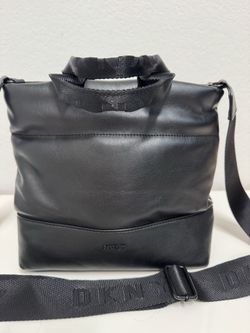 DKNY Black Leather Bag with Branded Strap