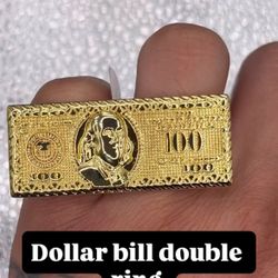 Gold Dipped $100 Bill Double Ring