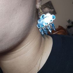 Blue Cloud And Lightning Earrings