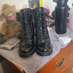 Black, Leather Heel Boot