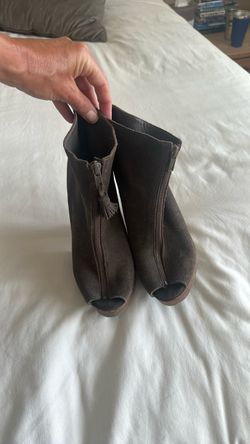 Joie Dewitt Chocolate Suede Peep Toe Platform Clog Booties, Size 40