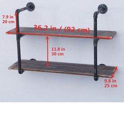Industrial Pipe Shelving Wall Mounted,36in Rustic Metal Floating Shelves,Steampunk Real Wood Book Shelves,Wall Shelf Unit Bookshelf Hanging Wall Shelv