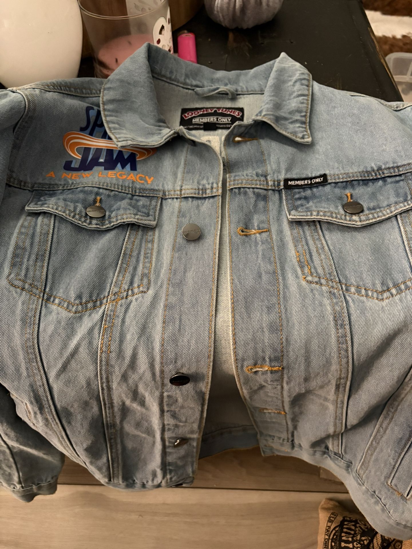 Members Only Space Jam A New Legacy Looney Toones Denim Jacket Sz Large NWT. Condition is "New without tags"