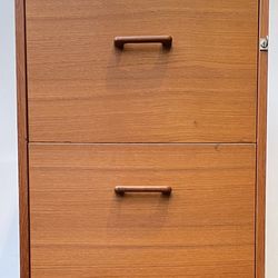 Double-drawer upright teak filing cabinet Made in Denmark