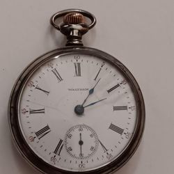 Vintage watch.  Very old Waltham Rail Road  pocket watch. Sterling case. Not running. 