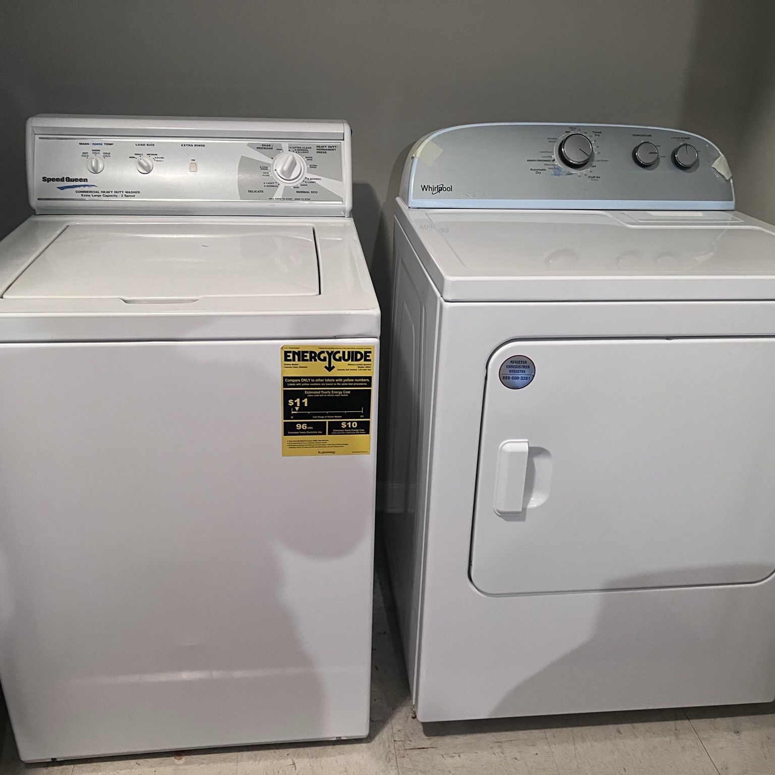 Speed Washer and Whirlpool Dryer