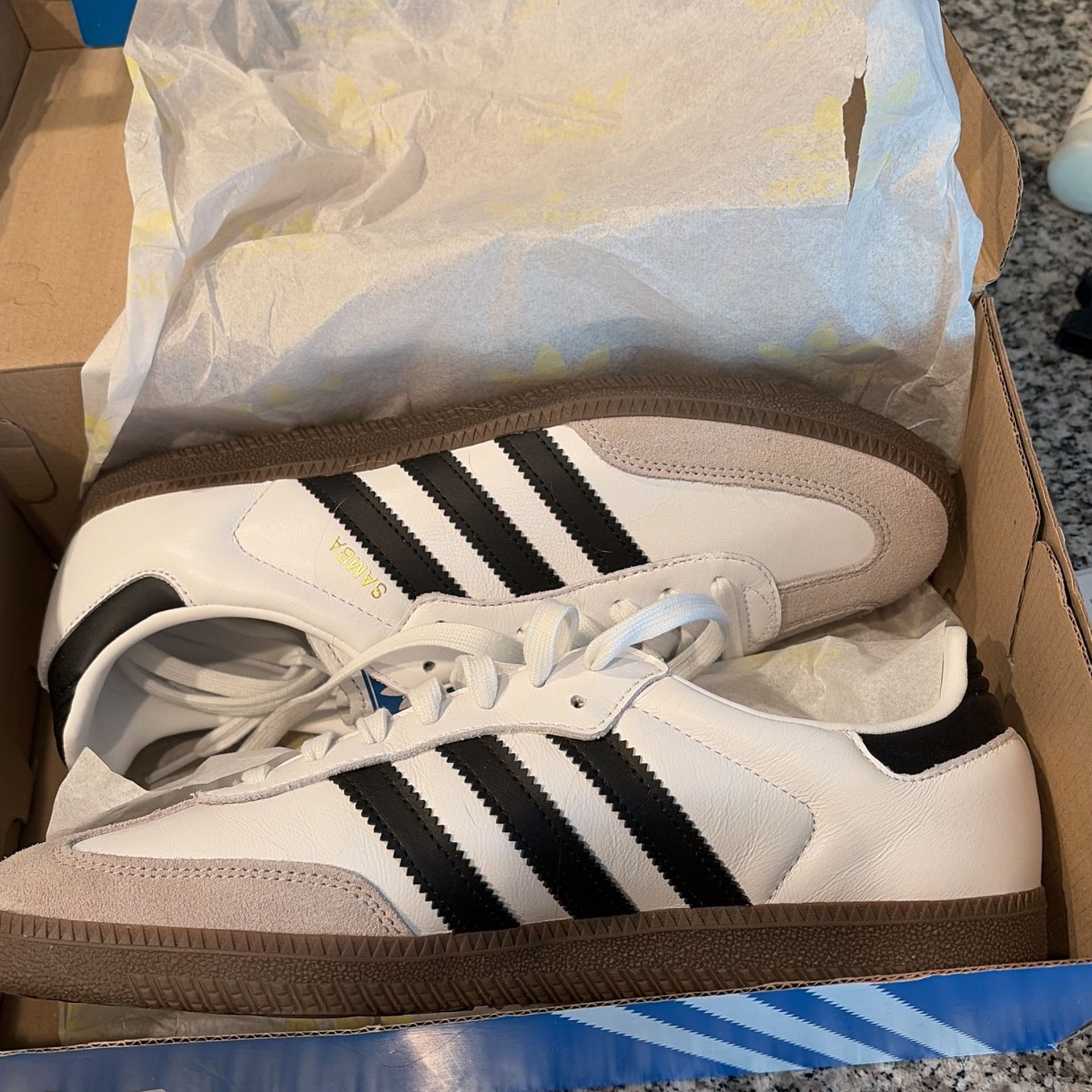 Adidas Sambas, Black And White Size 10 Women