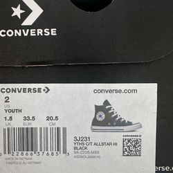 New Converse All Star Hi.  Black/White. Size 2