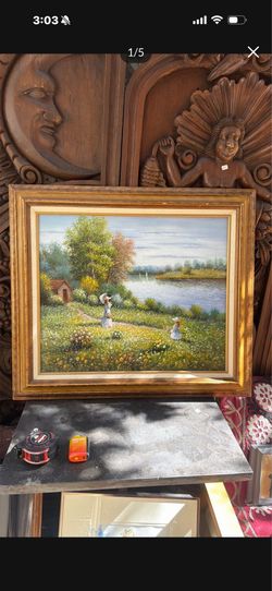 Vintage oil on canvas signed 31 by 27