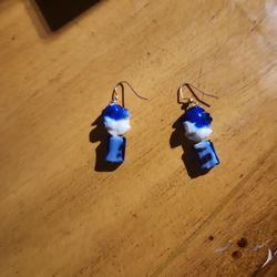 Blue Glass Bead Earrings Vintage
