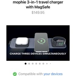 Apple mophie 3-in-1 travel charger with MagSafe.