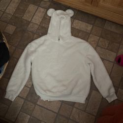 White Hoodie With Bear Ears 