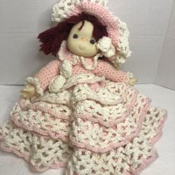 Red hair Doll in Hand Crochet Fancy Dress & Hat Ice Cream