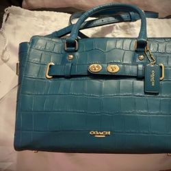 ✨COACH Blake Casual Carryall - Croc Embossed - TEAL✨