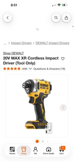 DEWALT 20V MAX XR Cordless Impact Driver 2,500 in lbs