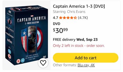 Captain America 1-3 DVD NEW