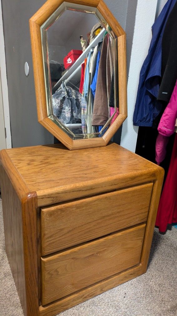 Two End Tables And Mirror
