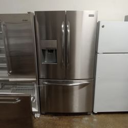Beautiful 25 Cubic Foot Frigidaire Gallery French Door Bottom Freezer Pull Out With Water And Ice In The Door Price To Sell
