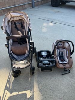 $120.  Evenflo Baby Stroller with base and car seat