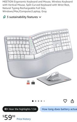 MEETION Ergonomic Wireless Keyboard and Mouse Set