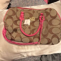Pink Brown Coach Bag