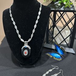 Boho Pendant With Antique Owls Earring & Chain 