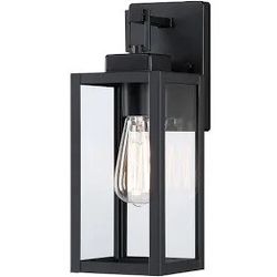 Humorous 1- light 1/4 in h- motte black hardwired outdoor wall light